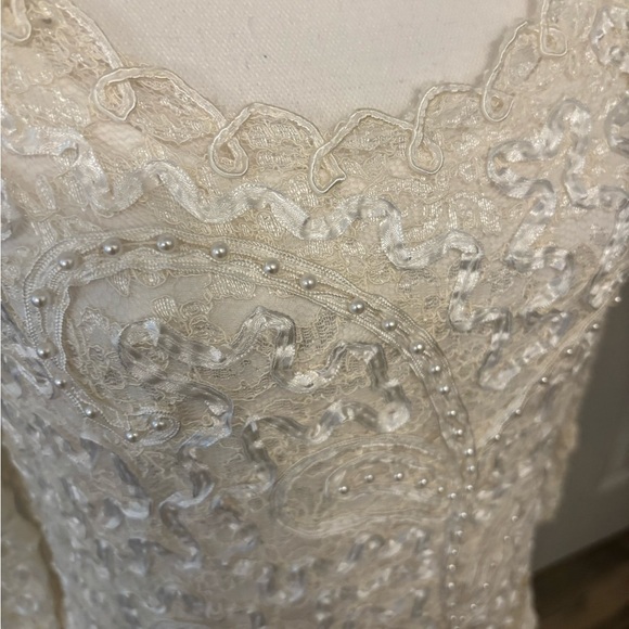 Vintage white lace beaded long sleeve blouse size L - Picture 13 of 16